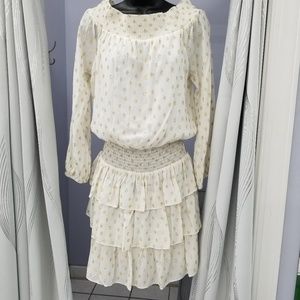 Michael Kors White and Gold Tiered Summer Dress